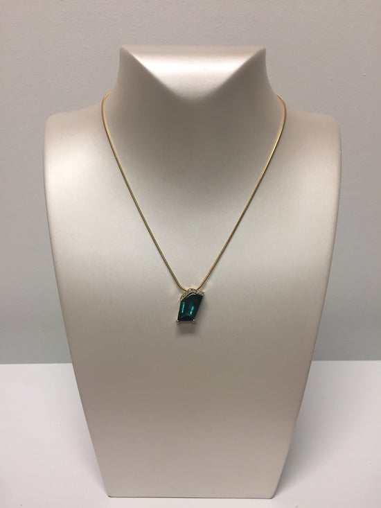Load image into Gallery viewer, Brazilian Green Tourmaline Modern Necklace
