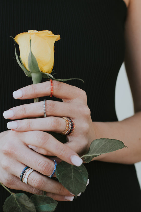 Andalusite Gemstone Eternity Band in 18k Yellow Gold