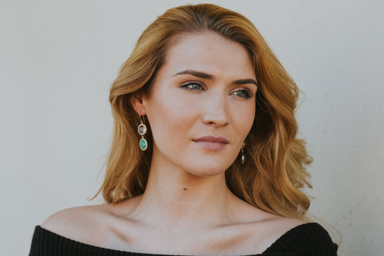 Chrysoprase and Diamond Drop Earrings