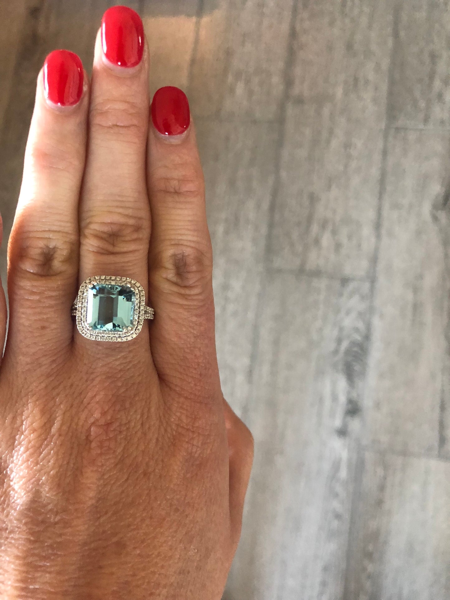 Aquamarine Diamond Ring