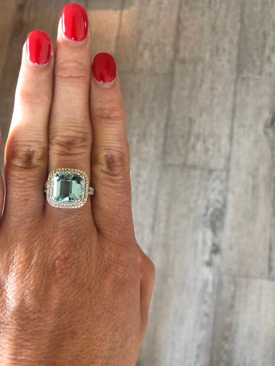 Aquamarine Diamond Ring