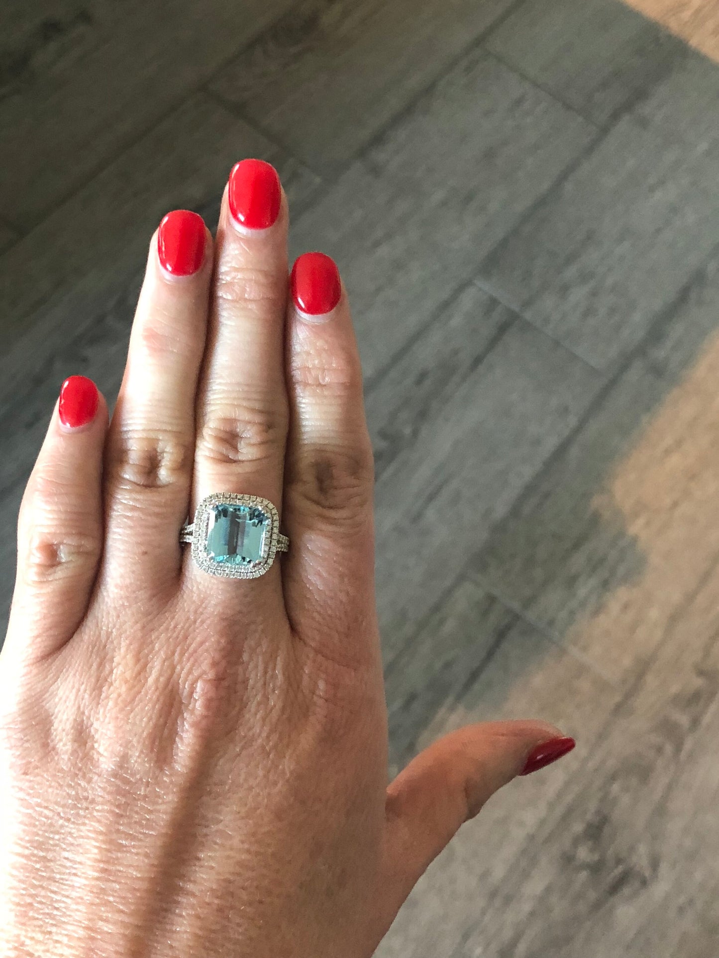 Aquamarine Diamond Ring