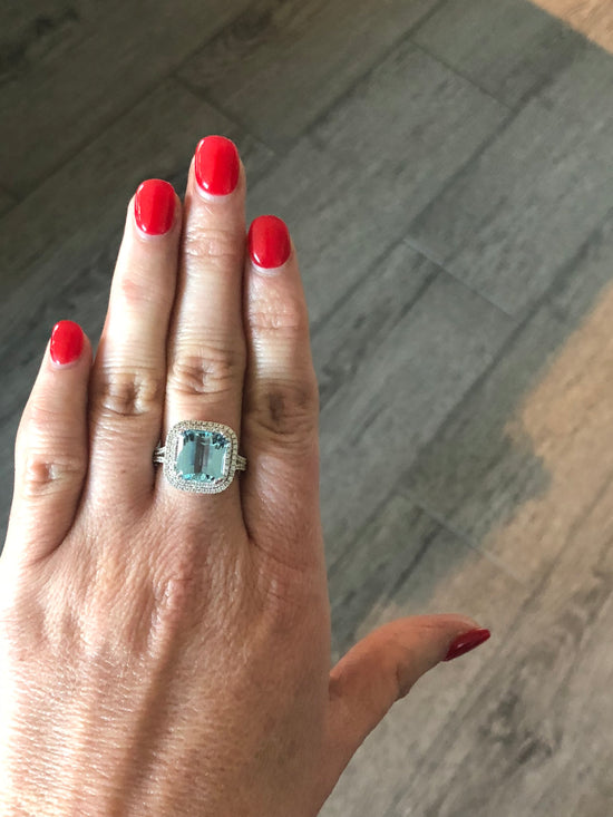Aquamarine Diamond Ring