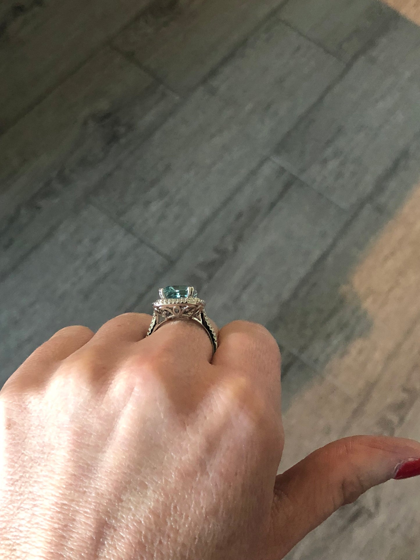 Aquamarine Diamond Ring