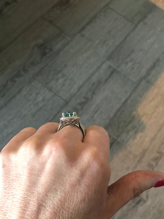 Aquamarine Diamond Ring