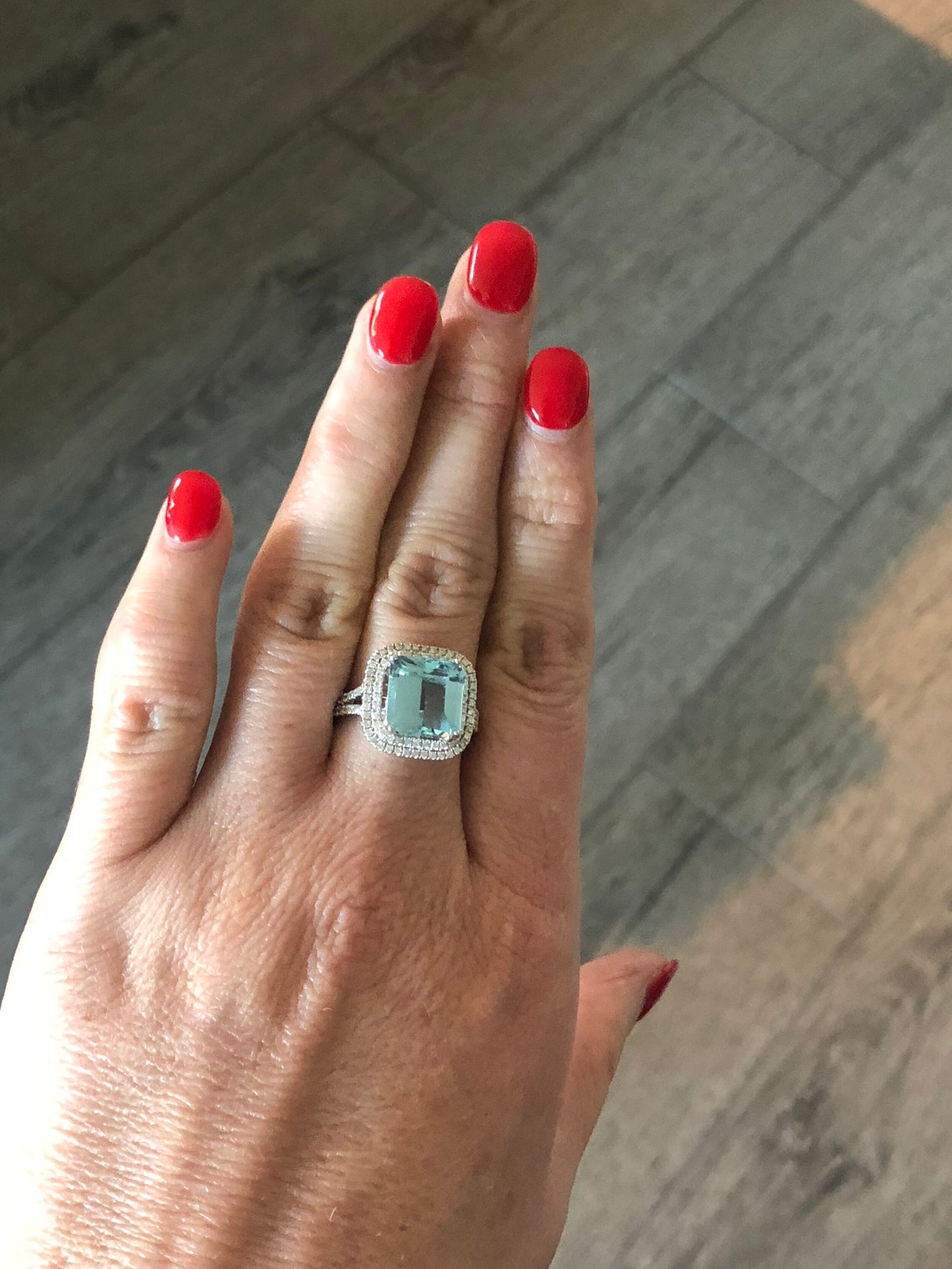 Aquamarine Diamond Ring