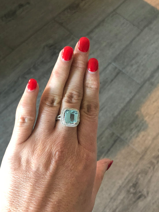 Aquamarine Diamond Ring