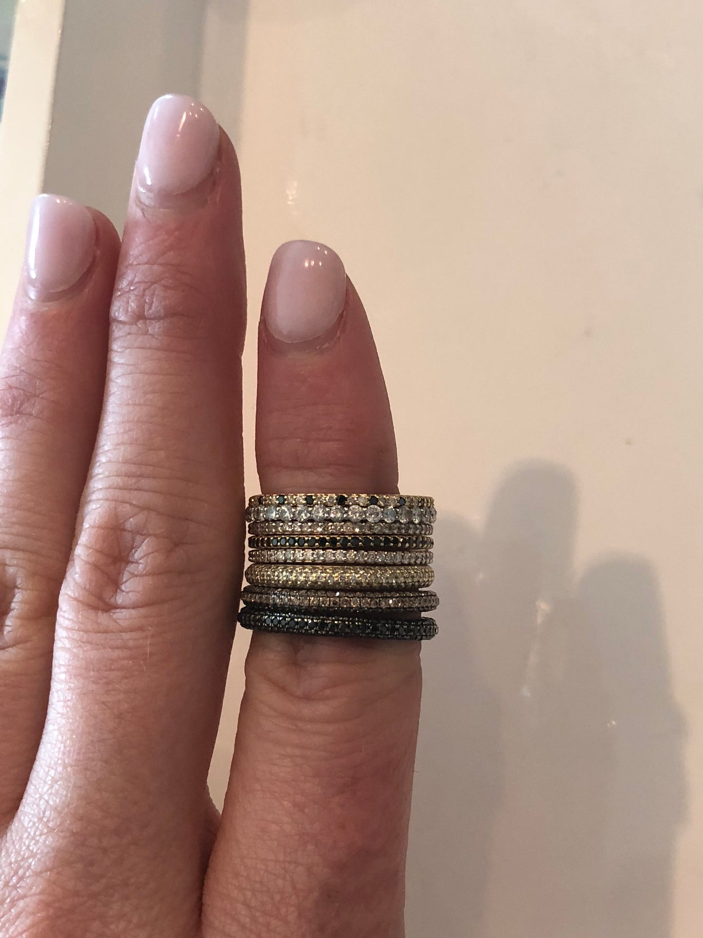 Diamond 3 Row Eternity Pave Stackable Band in 18k - White or Yellow Gold