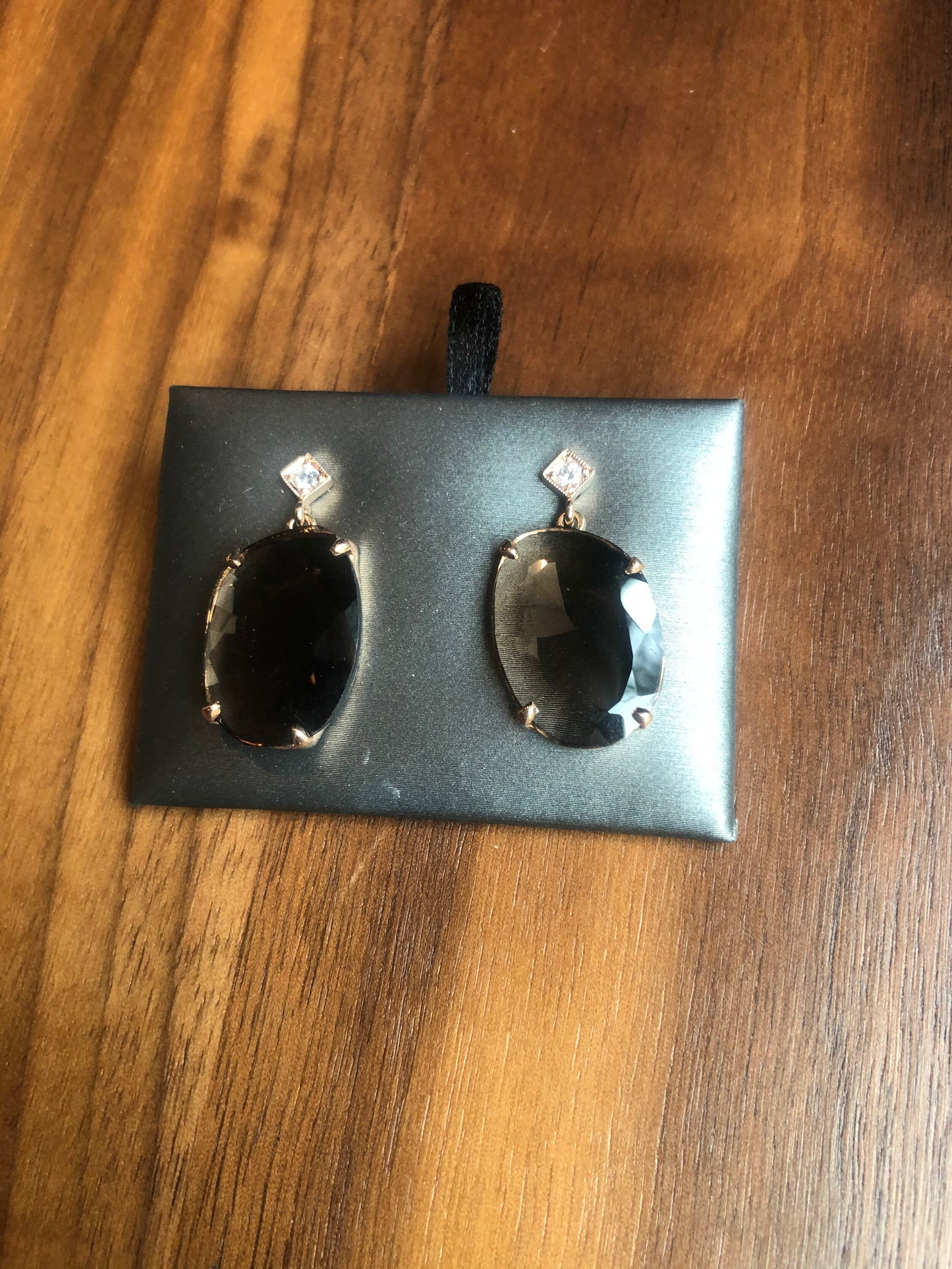 Diamond and Smoky Quartz Rose Gold Drop Earrings