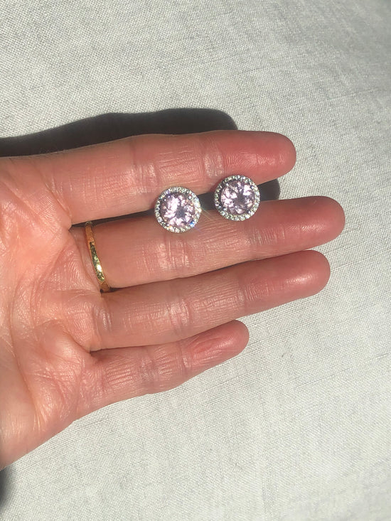 Morganite and Diamond Stud Earrings