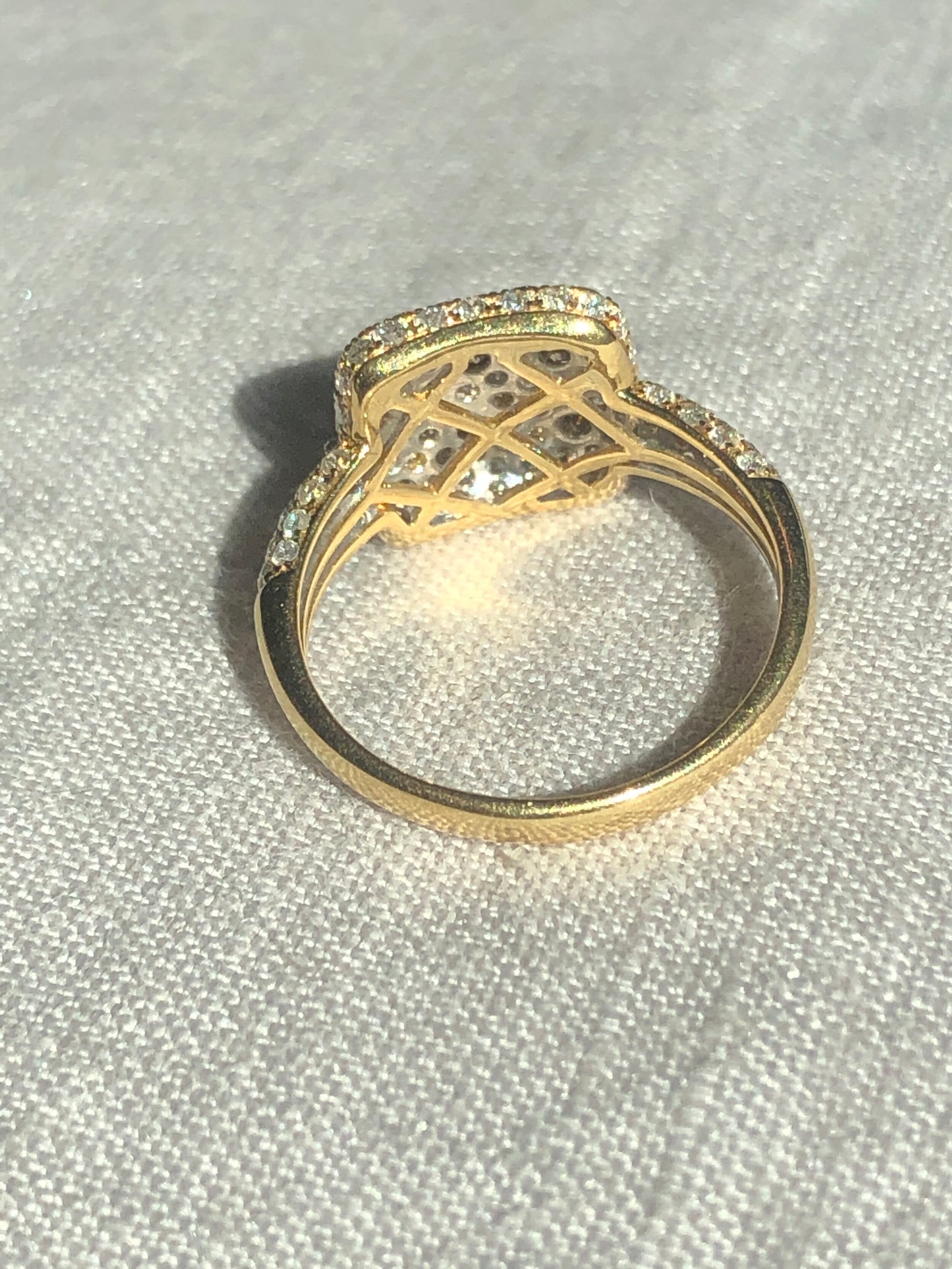 Champagne and White Diamond Ring in 14k Yellow Gold