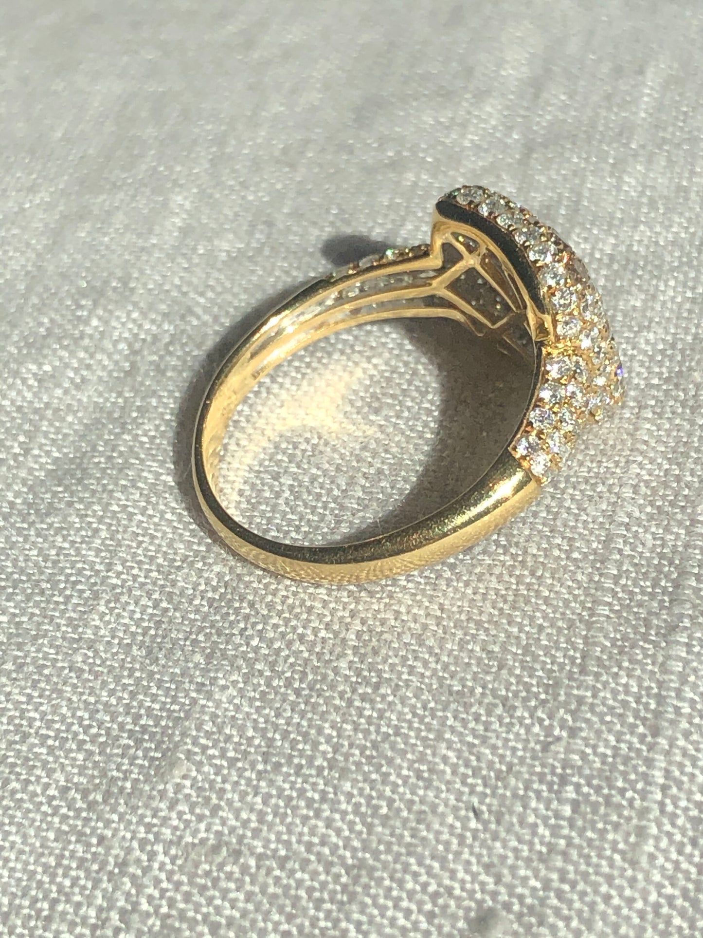 Champagne and White Diamond Ring in 14k Yellow Gold