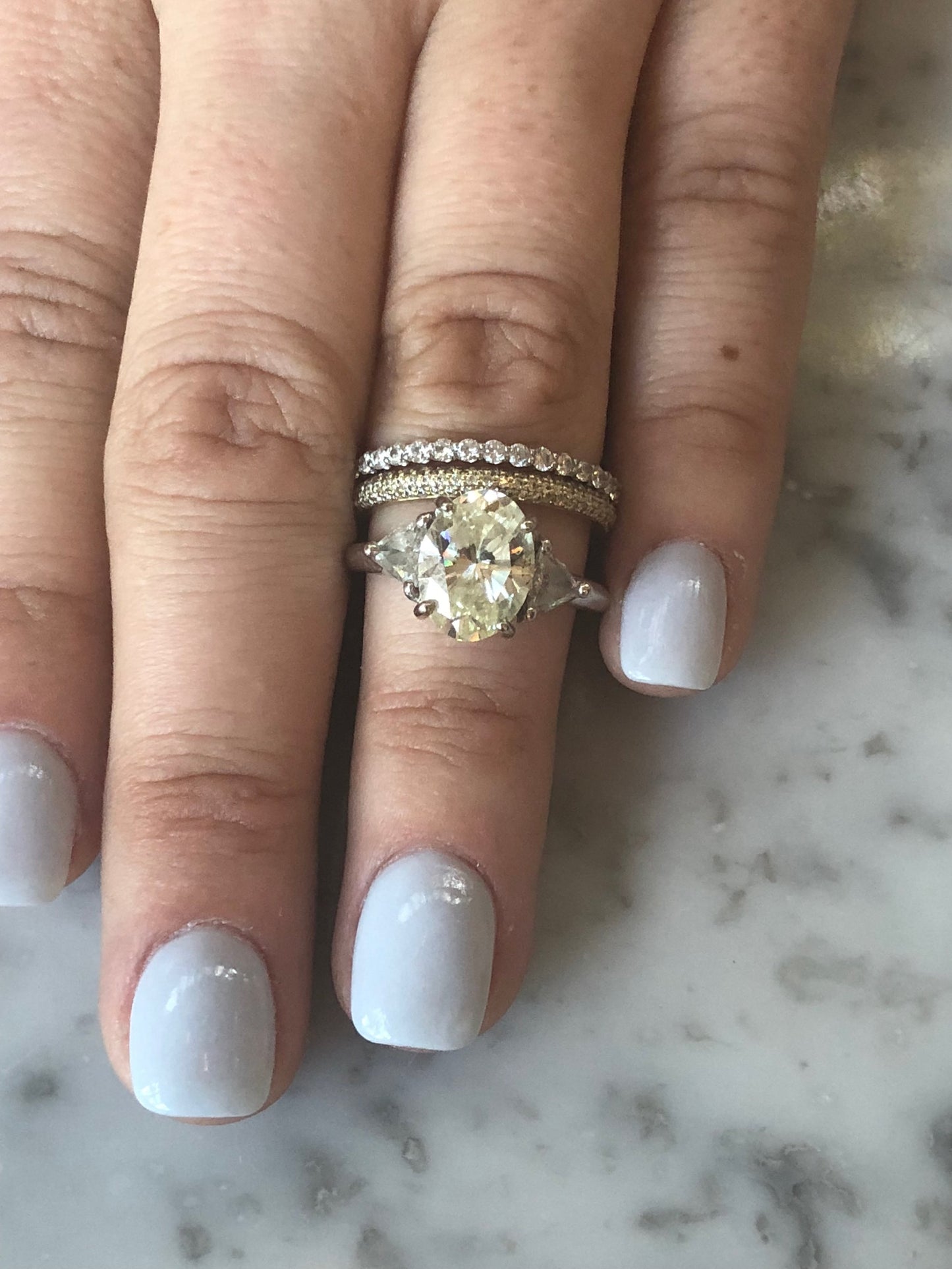 Diamond 3 Row Eternity Pave Stackable Band in 18k - White or Yellow Gold