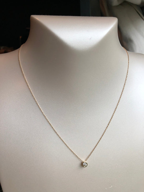 Quarter Carat Diamond Solitaire Bezel Necklace