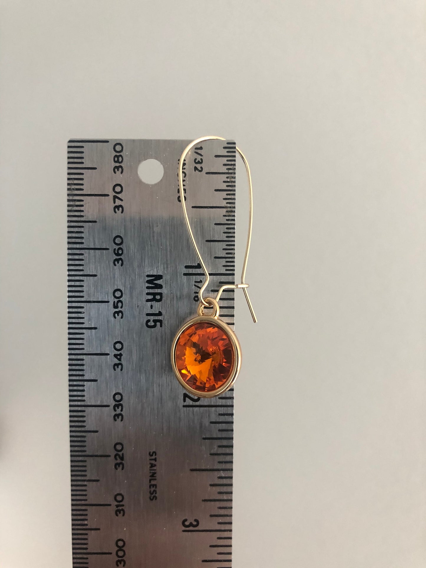 Orange Drop Earrings in Yellow Setting