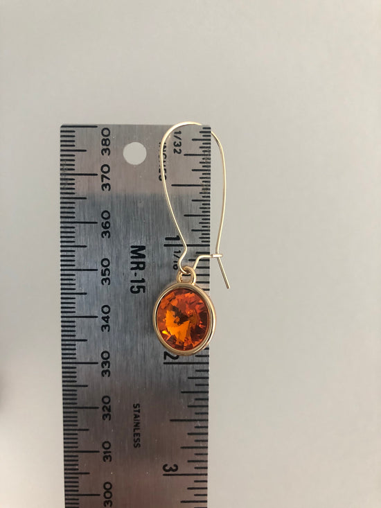 Orange Drop Earrings in Yellow Setting
