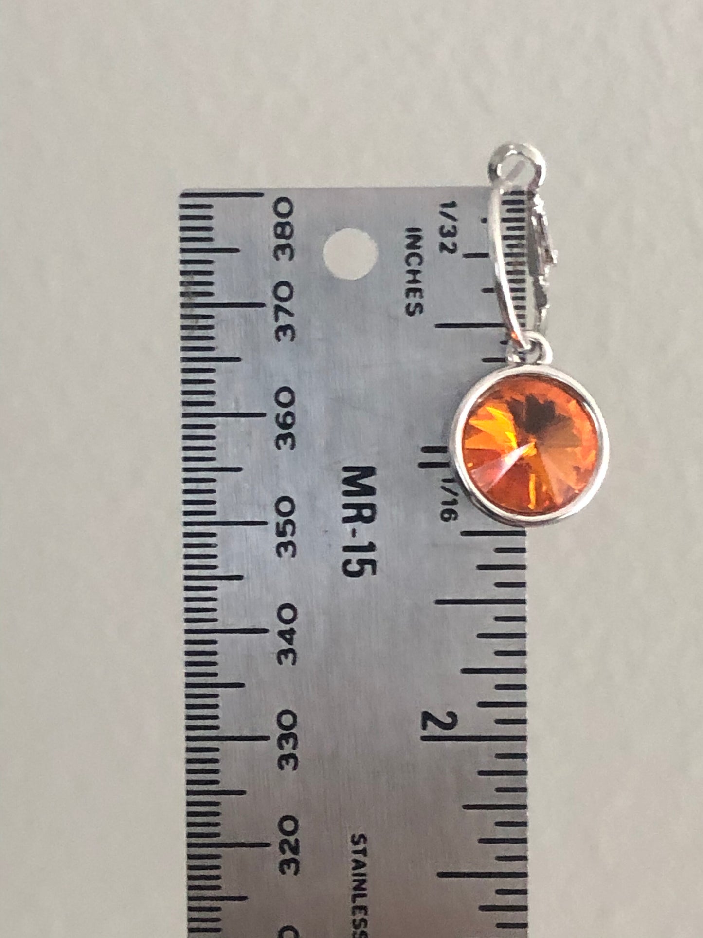 Orange Lever Back Earrings in White