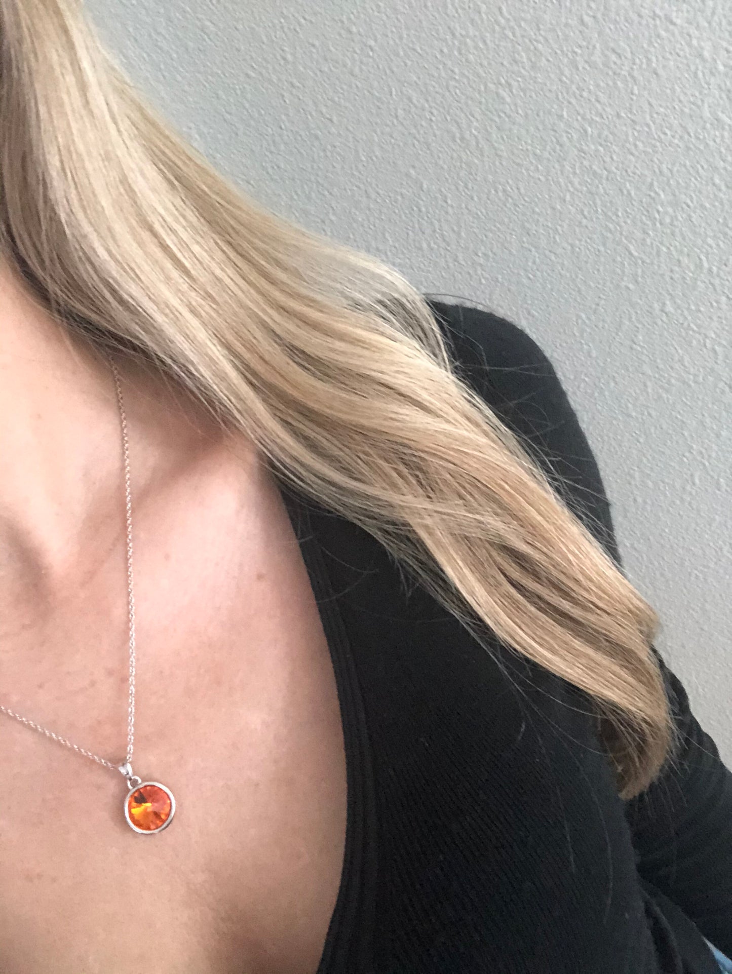 Orange Necklace in White Setting