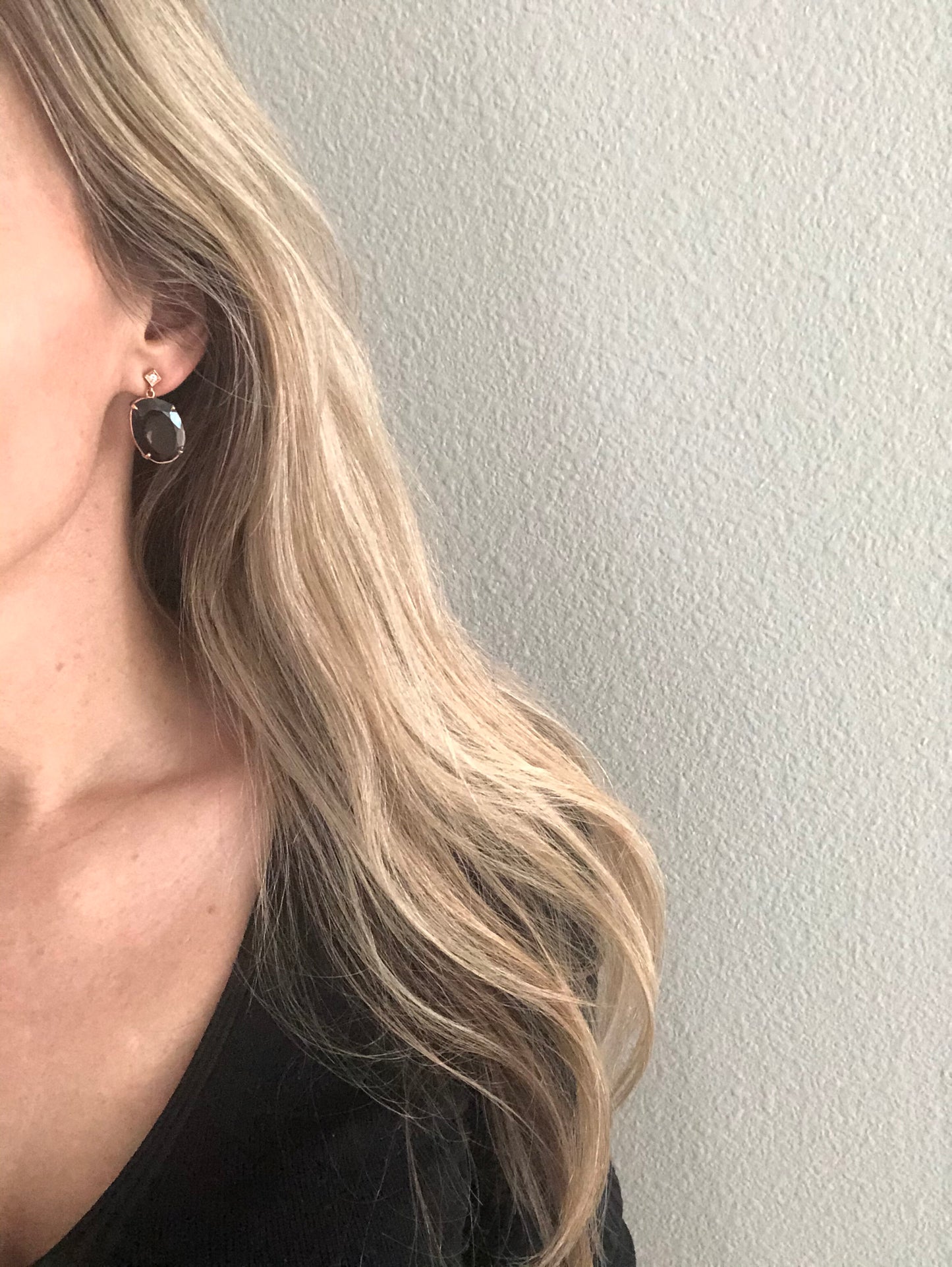Diamond and Smoky Quartz Rose Gold Drop Earrings