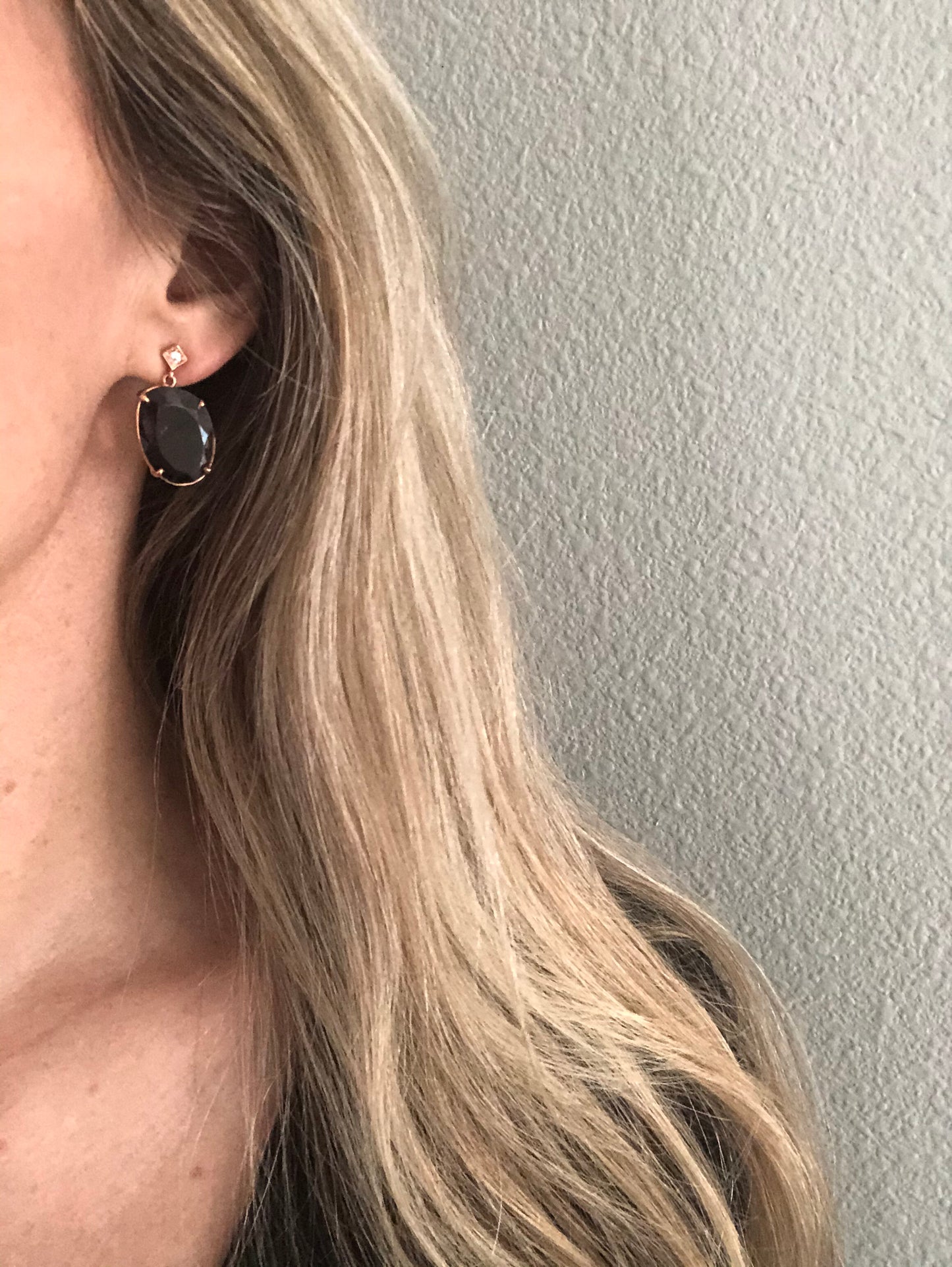 Diamond and Smoky Quartz Rose Gold Drop Earrings