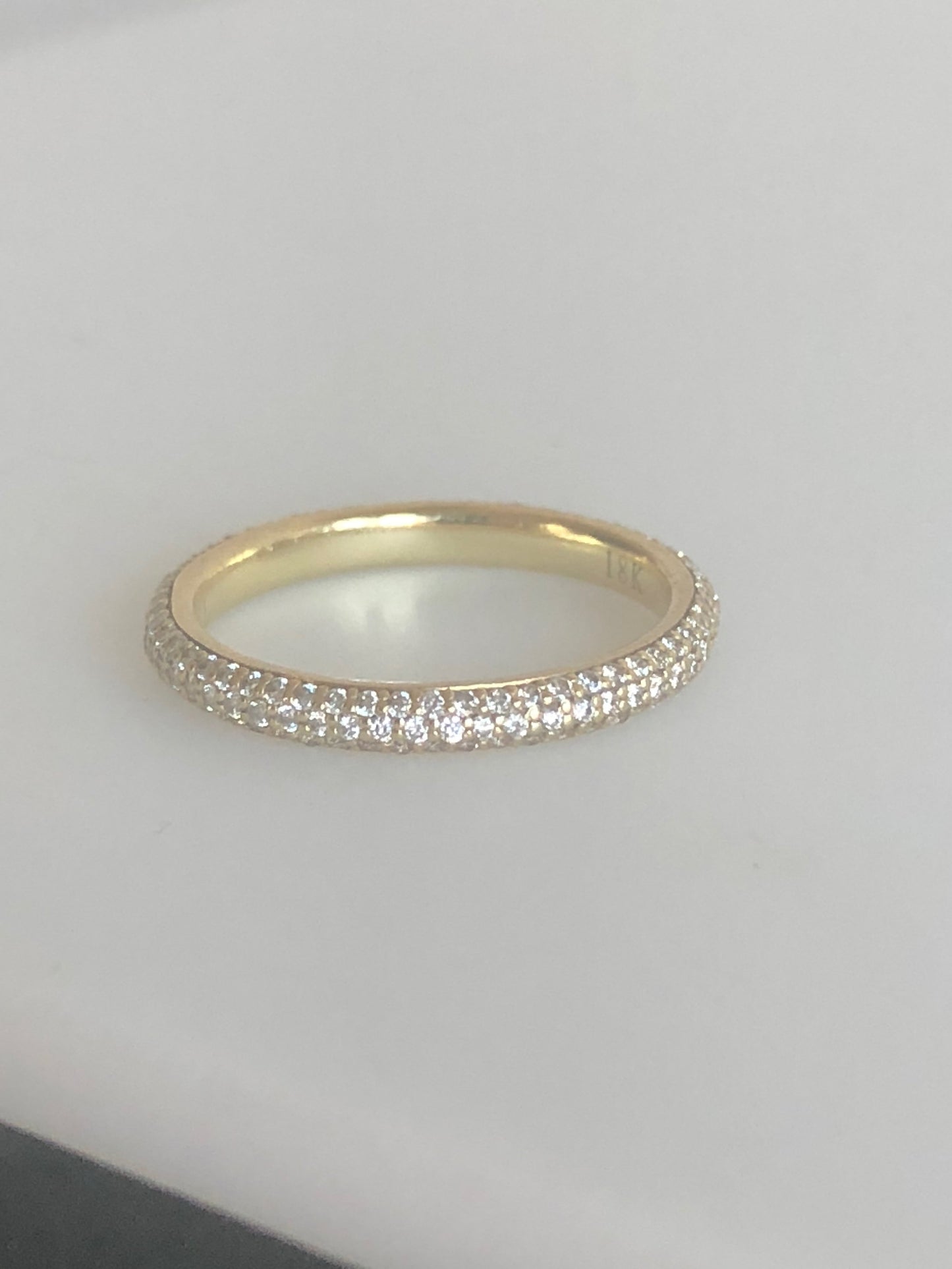Diamond 3 Row Eternity Pave Stackable Band in 18k - White or Yellow Gold