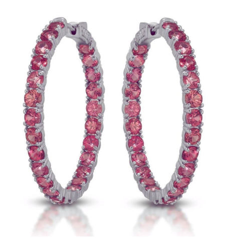 Rare Tanzanian Hot Pink Spinel Hoop Earrings - 11.95 ctw