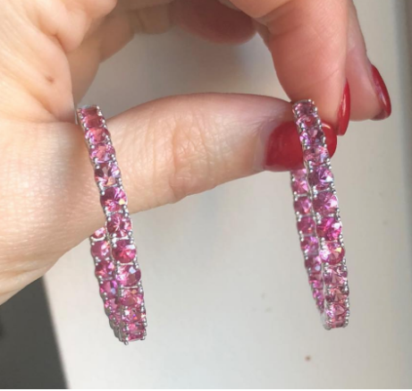 Rare Tanzanian Hot Pink Spinel Hoop Earrings - 11.95 ctw
