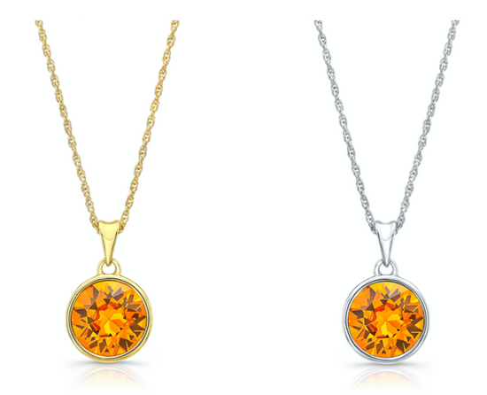 Load image into Gallery viewer, Orange Necklace in White Setting
