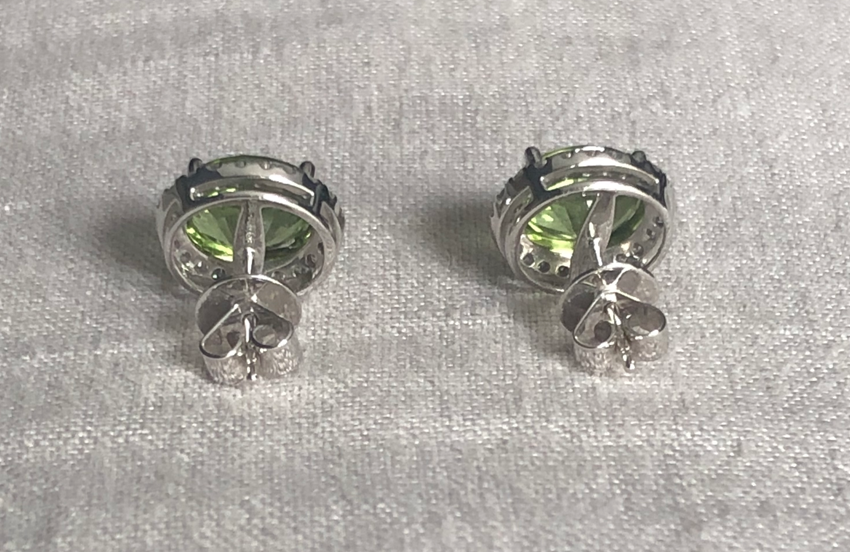 Peridot and Diamond Stud Earrings