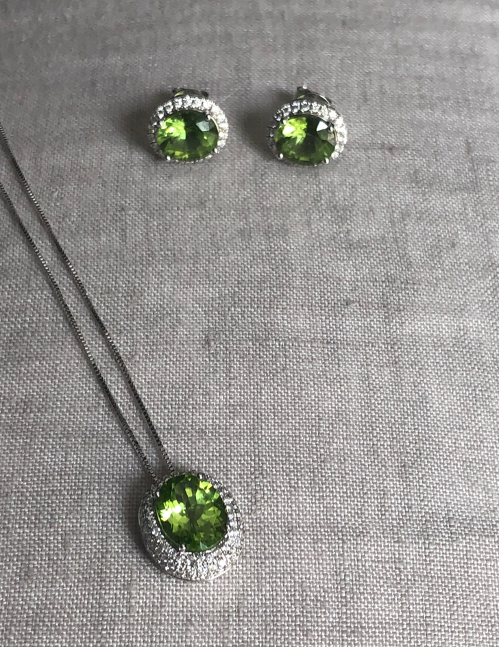 Peridot and Diamond Stud Earrings