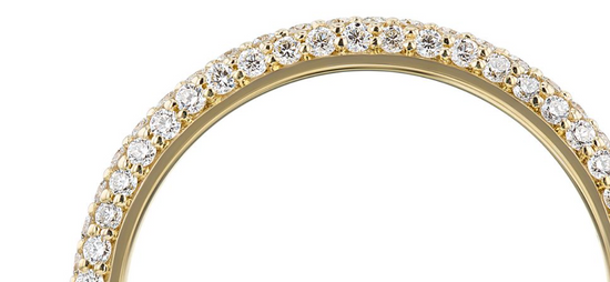 Diamond 3 Row Eternity Pave Stackable Band in 18k - White or Yellow Gold