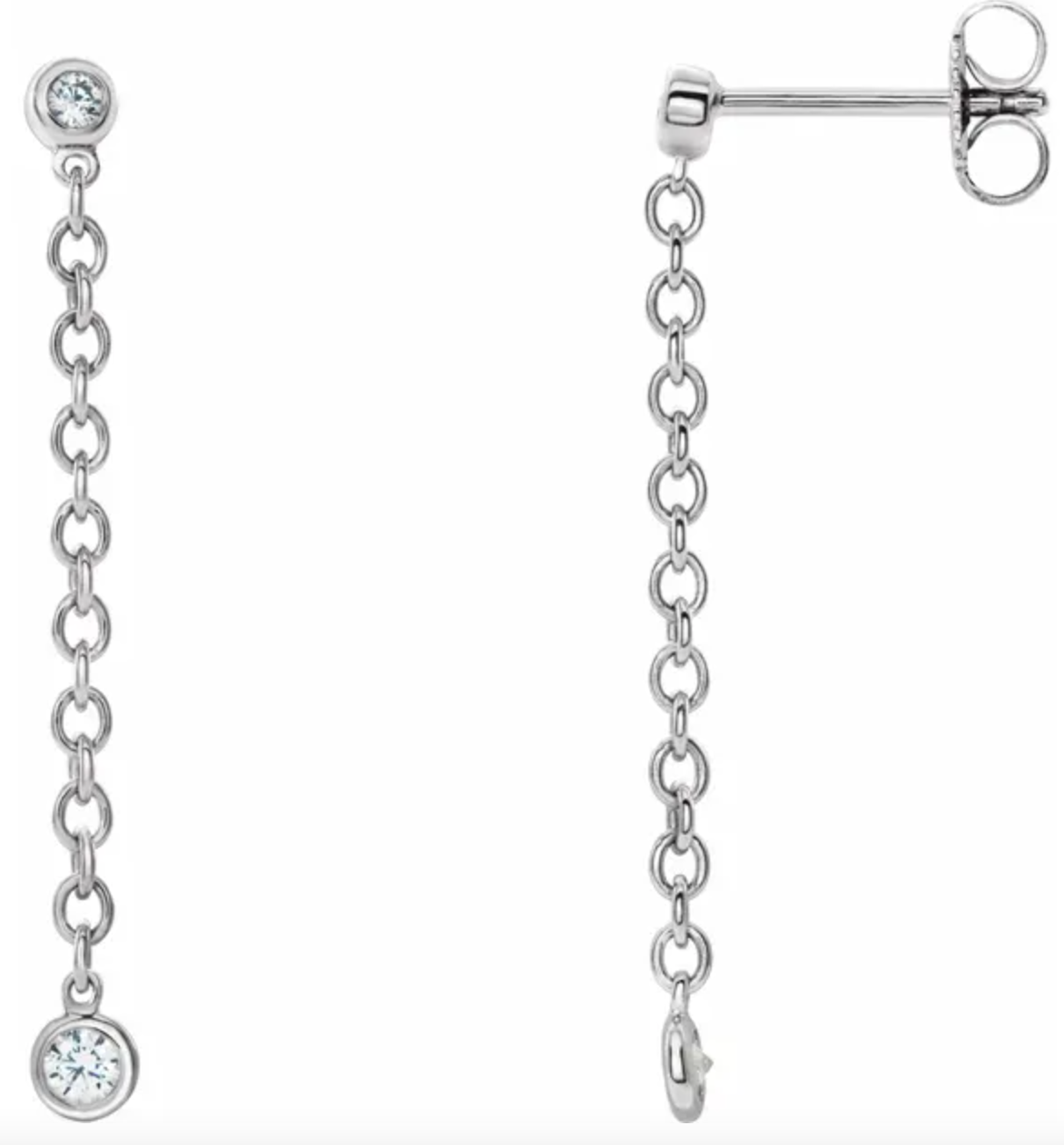 Diamond Bezel Chain Drop Earrings