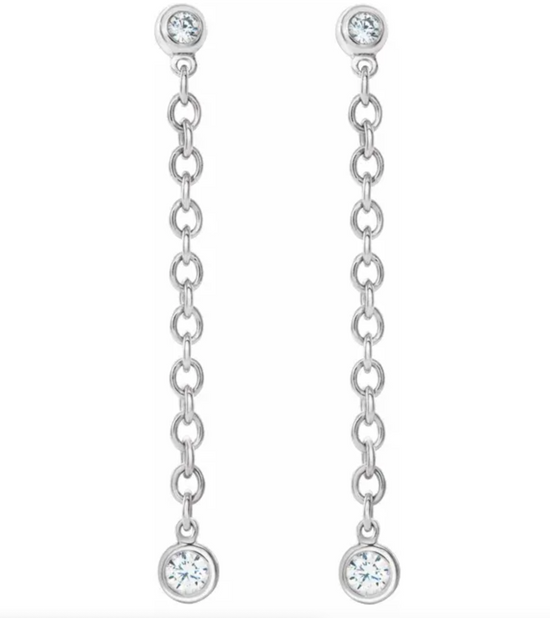 Diamond Bezel Chain Drop Earrings