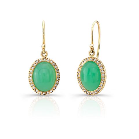 Chrysoprase and Diamond Drop Earrings