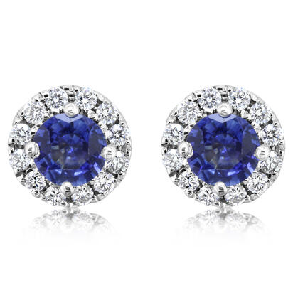 Load image into Gallery viewer, Sapphire Earrings in 14K White Gold
