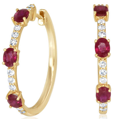 Ruby Earrings in 14K Yellow Gold