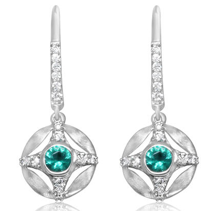 Load image into Gallery viewer, Emerald Earrings in 14K White Gold
