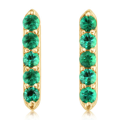 Load image into Gallery viewer, Emerald Earrings in 14K Yellow Gold
