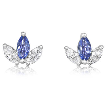 Load image into Gallery viewer, Yogo Sapphire Earrings in 14K White Gold
