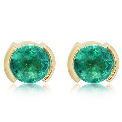 Load image into Gallery viewer, Emerald Earrings in 14K Yellow Gold
