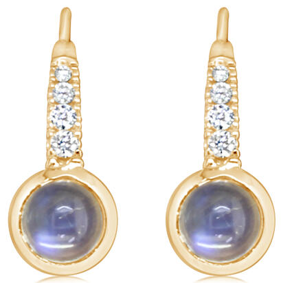 Load image into Gallery viewer, Moonstone Earrings in 14K Yellow Gold
