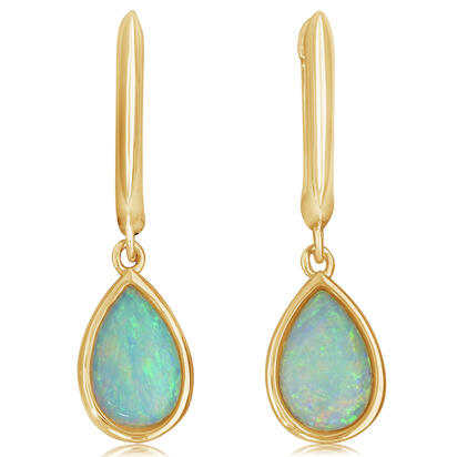 Calibrated Light Opal Earrings in 14K Yellow Gold
