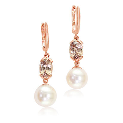 Load image into Gallery viewer, Cultured Pearl Earrings in 14K Rose Gold
