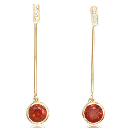 Load image into Gallery viewer, Fire Opal Earrings in 14K Yellow Gold
