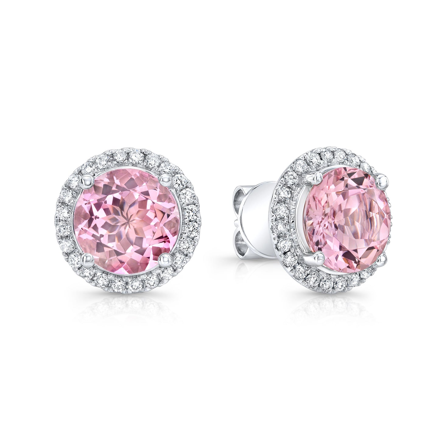 Morganite and Diamond Stud Earrings