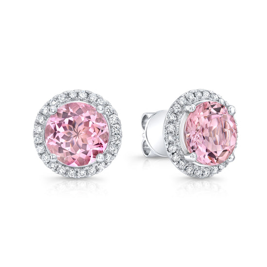 Morganite and Diamond Stud Earrings