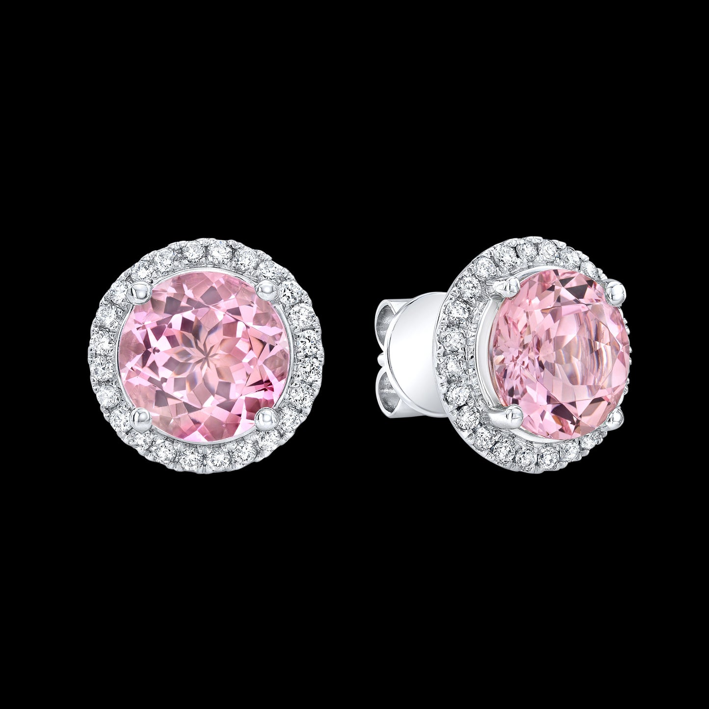 Morganite and Diamond Stud Earrings