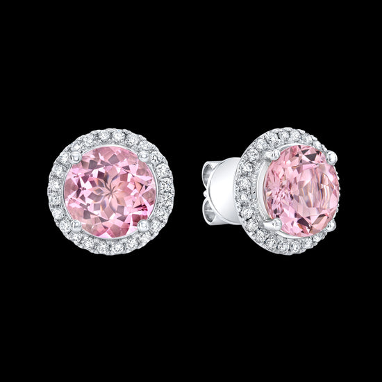 Morganite and Diamond Stud Earrings
