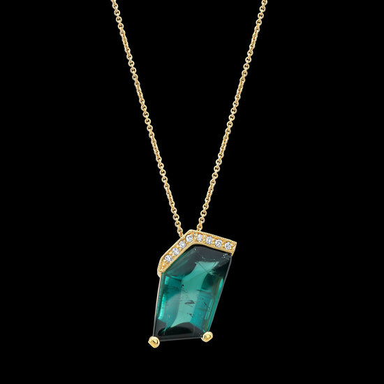 Load image into Gallery viewer, Brazilian Green Tourmaline Modern Necklace
