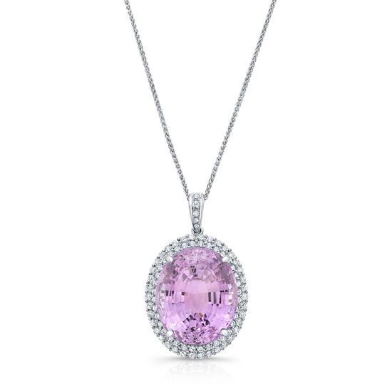 Kunzite Gemstone and Diamond Necklace